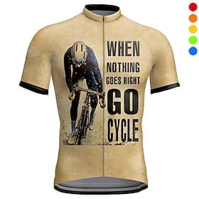 Homme Maillot de cyclisme Graphique Lettres Chiffres Manche Courte Cyclisme Maillot Top avec 3 poches arrière VTT Vélo tout terrain Cyclisme sur route Séchage