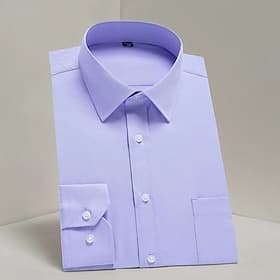 Men's Dress Shirt Non Iron Shirt Tuxedo Shirts Solid / Plain Color Wedding Office Career Black White Yellow Pink Long Sleeve Shirt Collar All Seasons Clothing