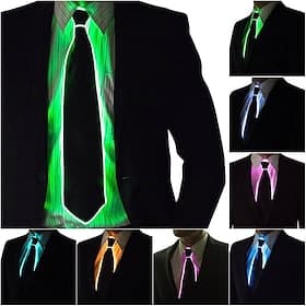hommes brillant cravate el fil néon led carnaval lumineux fête haloween noël lumineux allumer décoration dj bar club scène accessoire vêtements