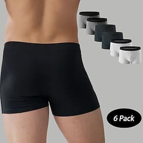 Herren 6er Pack Unterwäsche Kurze Boxershorts Unterwäsche Boxer-Shorts Baumwolle Atmungsaktiv Glatt Schwarz Blau