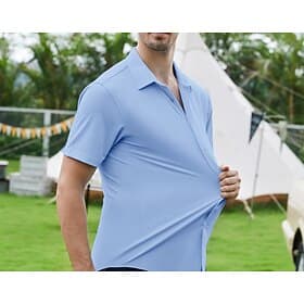 Herren Oberhemd Bügelfreies Hemd Kragenhemd Knopfhemd Stretch Grafik-Drucke Hochzeit Party Schwarz Weiß Gelb Wein Kurzarm Quadratischer Ausschnitt Ganzjährig B