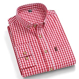 Dress Shirt Button Down Shirt Oxford Shirt Stripes and Plaid Wedding Office Career Black Red Blue Long Sleeve Turndown Spring Fall Clothing Apparel