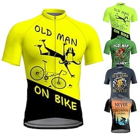 Homme Maillot de cyclisme Graphique Drôle VIEIL HOMME À VÉLO Manche Courte Cyclisme Maillot Top avec 3 poches arrière VTT Vélo tout terrain Cyclisme sur route