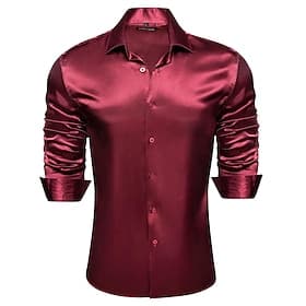 Men's Dress Shirt Non Iron Shirt Wedding Going out Wine Light Green Army Green Royal Blue Long Sleeve Turndown Spring Fall Clothing Apparel