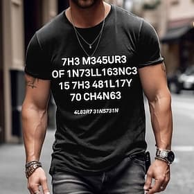Men's Graphic T-Shirt with Albert Leetspeak Quote: The Measure of Intelligence Is the Ability to Change - Inspirational Lifestyle Tee