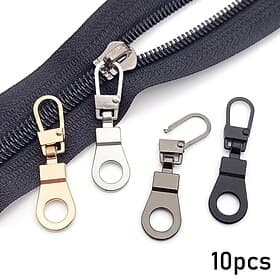 10pcs tirette de tête de fermeture à glissière en métal détachable pour réparer les petits trous dans les bottes de chaussures de bagages et les accessoires sp