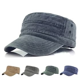 Gorra militar para hombre, sombrero de cadete, negro, azul marino, algodón lavado, color puro, ajustable, diario, elegante, para la calle, ropa de diario, depo