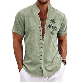 Herren Kokospalme Tropische Pflanzen Hemd Sommer Hawaiihemd Alohahemd Kurzarm Mode Streetwear Designer Lässig Täglich Outdoor Sommer Frühling Stehkragen Druck