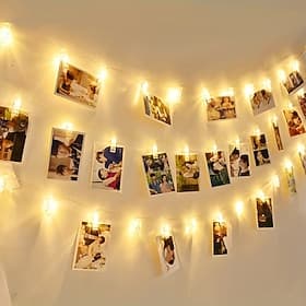 elegante Lichterkette mit Fotoclip für Hochzeitsfeier und Empfang – 1,5m/3m/6m Feenkupferdraht, wasserdicht, warmweiß, für Schlafzimmer und Feiertagsdeko