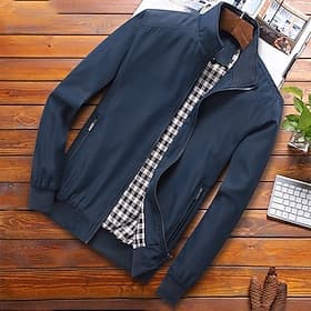 Men's Lightweight Jacket Windbreaker Casual Jacket Business Daily Windproof Pocket Autumn Plain Fashion Casual Stand Collar Regular Black Blue Green khaki Jack