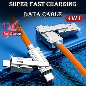 2 Pack Multi Charging Cable 3.3ft USB C to USB C / Lightning USB A to micro USB / USB C 6 A Charging Cable Fast Charging High Data Transfer Durable 4 in 1 Easy