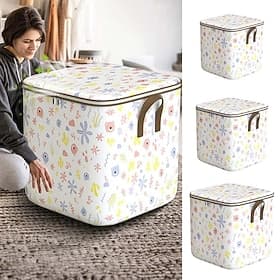 Clothes Storage Bags Large Capacity, Closet Organizers and Storage Bins, Foldable Wardrobe Storage with Lids and Handles for Blanket Comforter Clothing Bedding