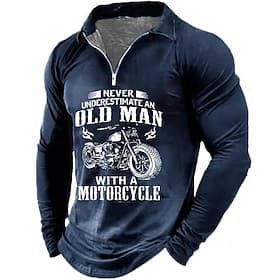 Motorsykkel Biker Herre Langermet Grafisk Tee 'Aldri undervurder en gammel mann med motorsykkel'