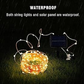Solar Kupferdraht Lichter LED Feenlichter Lichterkette Außen wasserdicht Erdstecker dekorative Lichter