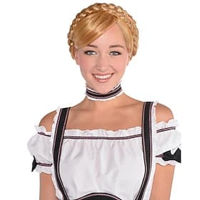 Oktoberfest bière cosplay perruques lait femme de ménage miel blonde perruque avec tresse aérienne