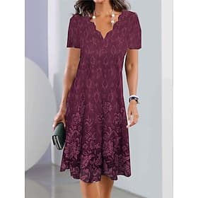 Robe Mini Femme Robe Petite Robe D'Été Robe En Ligne Robe d'Été Mode Streetwear Moderne Extérieur Vacances Quotidienne Coupe Lâche Florale Manches Courtes Col