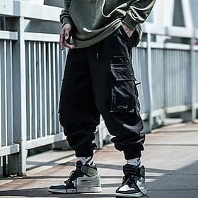 Men's Cargo Pants Cargo Trousers Techwear Pocket Plain Comfort Breathable Outdoor Daily Going out Fashion Casual Black Army Green Micro-elastic