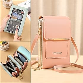 Sac bandoulière rose pour téléphone portable à fermeture éclair multiple pour femme, compact et élégant pour les voyages quotidiens, mini sac à main avec des a
