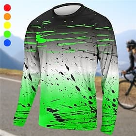 Homme Maillot de descente Dégradé manche longue Cyclisme Top avec 3 poches arrière VTT Vélo tout terrain Cyclisme sur route Séchage Rapide Bandes réfléchissant