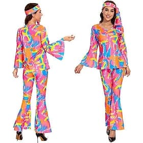 Rétro Vintage Années 1980 Rose Foncé Tenues Chemise Pantalons à pattes d'éléphant Hippie Poupée Déguisement Femmes Mascarade Fête / Soirée Défilé de la Fierté