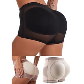 Women's Scrunch Butt Shorts Shapewear Mesh Plain Short Black Home Outfits