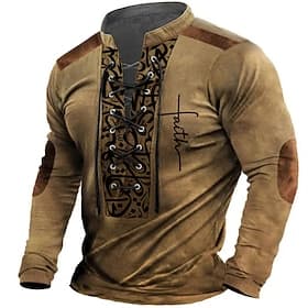Homme Lettre Impressions Graphiques T-shirt graphique Chemise vintage manche longue T-shirt Chemise Mode Designer Occasionnel Extérieur Vacances Tenue quotidie