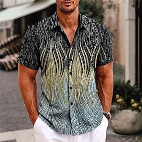 Homme Illusion d'optique Formes Géométriques Chemise Chemise Boutonnée Manche Courte Mode Streetwear Designer Quotidien Extérieur Été Printemps Col Rabattu Imp