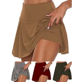 Women's Shorts Skort Butterfly Shorts Basic Shorts Short Mid Waist Plain Sports Stretchy Daily Blue Rose red-black Black White Spring, Fall, Winter, Summer Reg