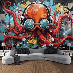 Graffiti-Monster-Oktopus-Hängeteppich, Wandkunst, großer Wandteppich, Wanddekoration, Fotografie, Hintergrund, Decke, Vorhang, Zuhause, Schlafzimmer, Wohnzimme