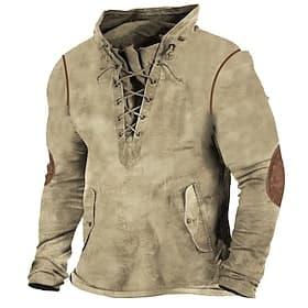 Herren Sweatshirt Pullover Taktisch Schwarz Armeegrün Marineblau Khaki Stehkragen Farbblock Schnürung Lässig Täglich Streetwear 3D-Druck Polyester Streetwear D