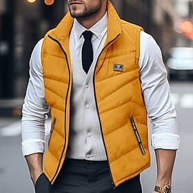 Herren Wintermantel Steppweste Tasche Büro Karriere Verabredung Casual Draussen Bequem Sport Winter Glatt Schwarz Weiß Gelb Rote Pufferjacke
