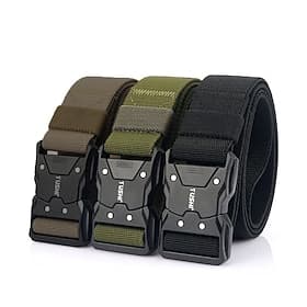 Men's Tactical Belt Polyester Retro Traditional Plain Black Royal Blue Daily Wear Going out Weekend Buckle