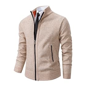 Per uomo Cardigan Maglione Maglione da abito Maglione con zip A coste Maglia Corto Lavorato a maglia Liscio Colletto Mao Top caldi Contemporaneo moderno Da tut