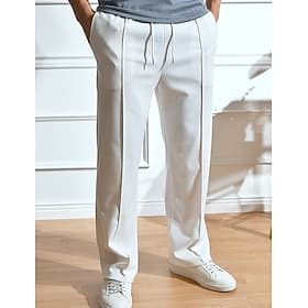 Men's Sweatpants Joggers Trousers Straight Leg Sweatpants Pleated Pants Drawstring Elastic Waist Plain Comfort Breathable Outdoor Daily Going out Fashion Casua