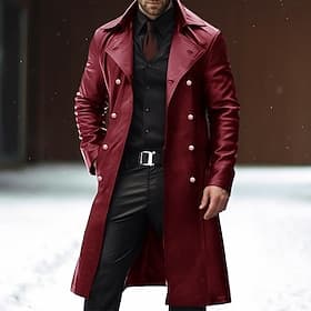 Per uomo Giacca in Ecopelle Cappotto Invernale Giacca di transizione Cappotto da marinaio Trench Ufficio Carriera Abbigliamento quotidiano Inverno PU Calore T