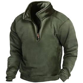 Herren Reißverschluss-Sweatshirt Polarvlies Taktisch Schwarz Armeegrün Braun Grau Troyer Halber Reißverschluss Glatt Sport Natur Täglich Festtage Strassenmode