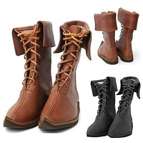 Retro Vintage Mittelalterlich Renaissance Schuhe Maskerade Cosplay Wikinger Kreuzritter Kostüm Herren Unisex Keltisch Seeräuber Karneval Halloween Maskerade Sc