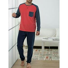 Herren Hausanzug Schlafanzüge Schlafanzug Set Pyjama-Oberteil und Hose 2 Stück Glatt Stilvoll Brautkleider schlicht Komfort Heim Täglich Baumwollmischung Komfo