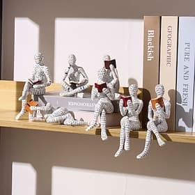 Modern Reading Woman Statue Pulp Molding Statuette Innovative Reading Ornaments Ornament Bookshelf Decoration