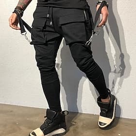 Herren Cargohose Cargohosen Cargohose Techwear Tasche Glatt Komfort Atmungsaktiv Outdoor Täglich Ausgehen Modisch Brautkleider schlicht Schwarz Rote