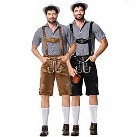 Oktoberfest Lederhosen Shirt Bavarian Bavarian German Wiesn Men's Traditional Style Cloth Blouse Shorts Hat