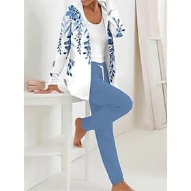 Ensembles de pantalons de jogger à capuche 2 pièces pour femmes pantalons actifs quotidiens pantalons à manches longues à capuche floral à tirage décontracté n