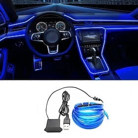 5 m EL-Draht für Auto-Innenraumbeleuchtung mit flexiblem USB-LED-Neon-Atmosphären-Seilbandlicht für Autotür