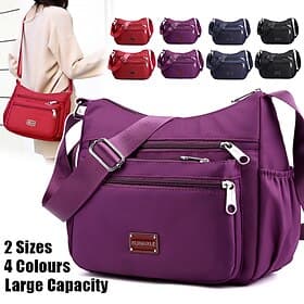 Leichte Umhängetasche aus Nylon für Damen – lässige Schultertasche mit mehreren Taschen für den Alltag, Reisen und Einkaufen