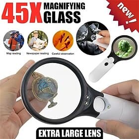 Nueva actualización, lupa de mano 3x 45x, lupa de lectura con 3 luces LED, herramienta de reparación de joyas, lupa para joyería