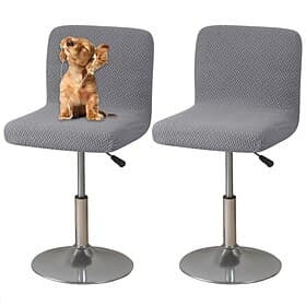 2 Pcs Stretch Bar Stool Cover Burgundy Grey Pub Counter Stool Chair Slipcover Square Swivel Barstool Chair Cover for Dining Room Cafe Non Slip with Elastic Bot