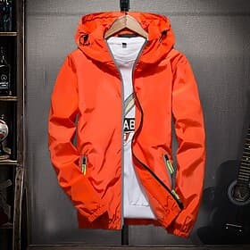 Men's Lightweight Jacket Outdoor Jacket Summer Jacket Windbreaker Vacation Sports Outdoor Reflective UV Resistant Zipper Pocket Summer Solid Color Modern Style