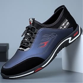 Men's Blue and Black Athletic Sneakers with Lace-Up Closure and Lightweight Sole - Stylish Sports Shoes for Running and Casual Wear