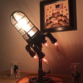 Raketenlampe, handgefertigte dekorative Lampe, einstellbare Helligkeit, Steampunk-Raketenlampe, Party-Dekoration, 24 cm, 9,5 Zoll