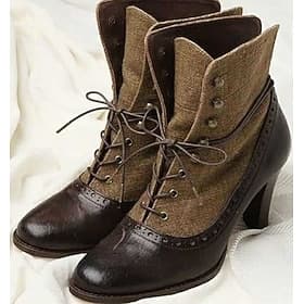 bottines à lacets victoriennes pour femmes avec détails brogue vintage – bottes à talons hauts en similicuir et tissu pour une mode rétro